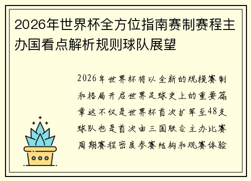 2026年世界杯全方位指南赛制赛程主办国看点解析规则球队展望 2026年世界杯全方位指南赛制赛程主办国看点解析规则球队展望